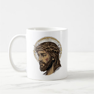 Vintage graviertes Crown of Thorns Portrait-Shirt_ Kaffeetasse