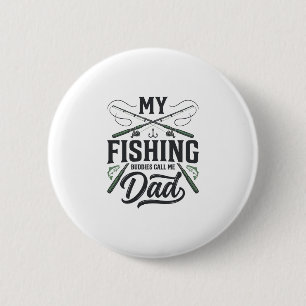 Vintage graviertes Fishing Dad-Shirt-Design Button