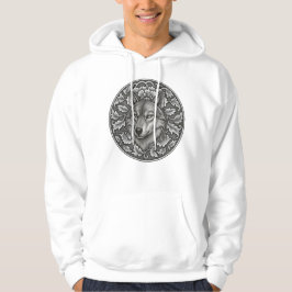 Vintage graviertes florales Wolfskopf-Design Hoodie