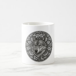 Vintage graviertes florales Wolfskopf-Design Kaffeetasse