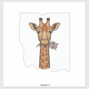 Vintage graviertes Giraffe Mit Blumen Shirt_1 Aufkleber