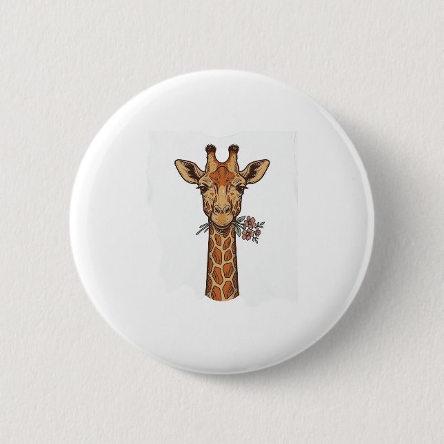 Vintage graviertes Giraffe Mit Blumen Shirt_1 Button (Vorderseite)