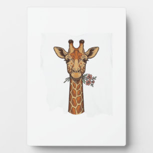 Vintage graviertes Giraffe Mit Blumen Shirt_1 Fotoplatte