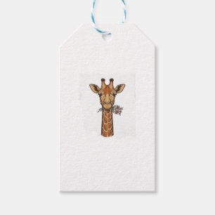 Vintage graviertes Giraffe Mit Blumen Shirt_1 Geschenkanhänger