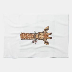 Vintage graviertes Giraffe Mit Blumen Shirt_1 Geschirrtuch