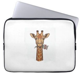Vintage graviertes Giraffe Mit Blumen Shirt_1 Laptopschutzhülle