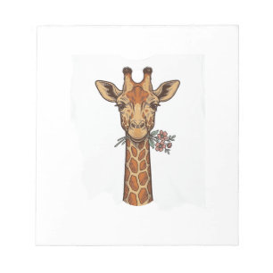 Vintage graviertes Giraffe Mit Blumen Shirt_1 Notizblock