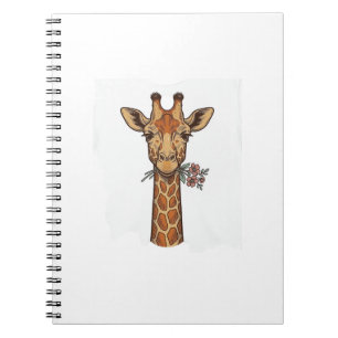 Vintage graviertes Giraffe Mit Blumen Shirt_1 Notizblock