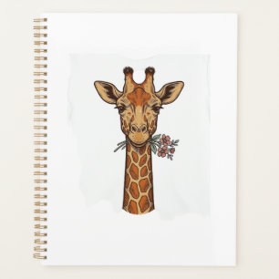 Vintage graviertes Giraffe Mit Blumen Shirt_1 Planer