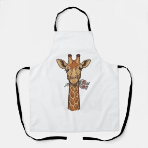 Vintage graviertes Giraffe Mit Blumen Shirt_1 Schürze