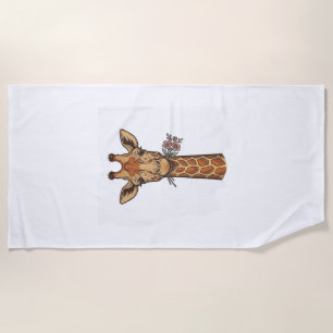 Vintage graviertes Giraffe Mit Blumen Shirt_1 Strandtuch