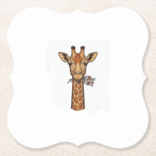 Vintage graviertes Giraffe Mit Blumen Shirt_1 Untersetzer