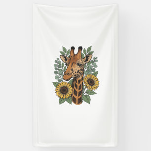Vintage graviertes Giraffe Sonnenblume Blumenhemd_ Banner