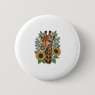 Vintage graviertes Giraffe Sonnenblume Blumenhemd_ Button