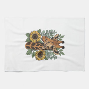 Vintage graviertes Giraffe Sonnenblume Blumenhemd_ Geschirrtuch