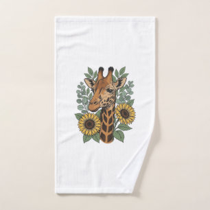 Vintage graviertes Giraffe Sonnenblume Blumenhemd_ Handtuch