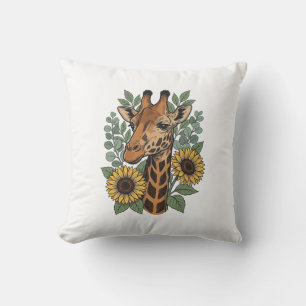 Vintage graviertes Giraffe Sonnenblume Blumenhemd_ Kissen