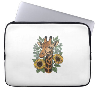 Vintage graviertes Giraffe Sonnenblume Blumenhemd_ Laptopschutzhülle