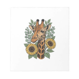 Vintage graviertes Giraffe Sonnenblume Blumenhemd_ Notizblock