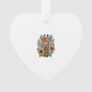 Vintage graviertes Giraffe Sonnenblume Blumenhemd_ Ornament