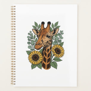 Vintage graviertes Giraffe Sonnenblume Blumenhemd_ Planer