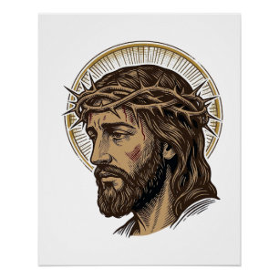 Vintage graviertes Kronen-Dornen-Portrait-Shirt_1 Poster