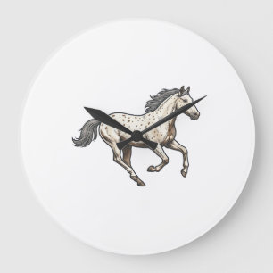 Vintage graviertes laufendes Appaloosa-Pferd Desig Große Wanduhr