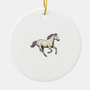 Vintage graviertes laufendes Appaloosa-Pferd Desig Keramik Ornament