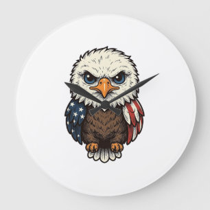Vintage graviertes patriotisches Baby-Adler-Shirt_ Große Wanduhr