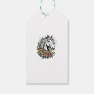 Vintage graviertes Pferd-Blumen-Vektor-Shirt-Desig Geschenkanhänger