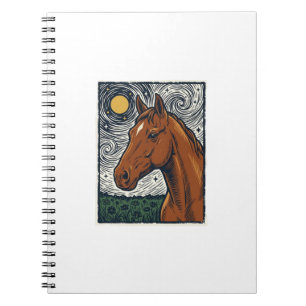 Vintage graviertes Pferd Sternennacht Kunstdesign Notizblock