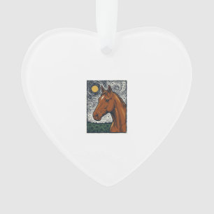 Vintage graviertes Pferd Sternennacht Kunstdesign Ornament