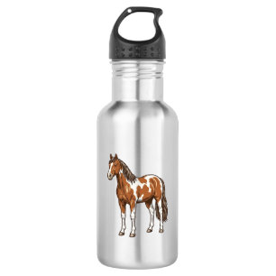 Vintage graviertes Pinto-Pferd Vektor-Design_1 Edelstahlflasche