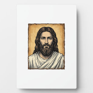 Vintage graviertes religiöses Porträt-Shirt-Design Fotoplatte