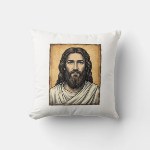 Vintage graviertes religiöses Porträt-Shirt-Design Kissen