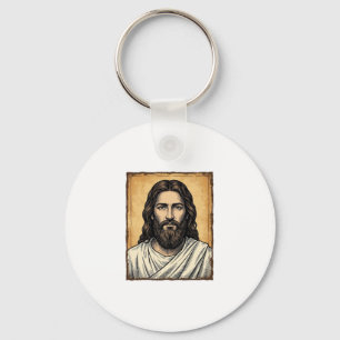 Vintage graviertes religiöses Porträt-Shirt-Design Schlüsselanhänger