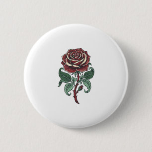 Vintage graviertes Rosenblumen-Shirtdesign_1 Button