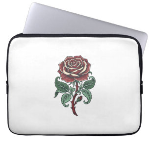 Vintage graviertes Rosenblumen-Shirtdesign_1 Laptopschutzhülle