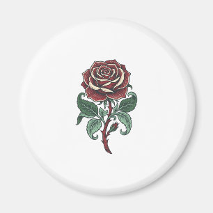 Vintage graviertes Rosenblumen-Shirtdesign_1 Magnet