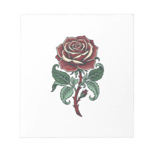Vintage graviertes Rosenblumen-Shirtdesign_1 Notizblock