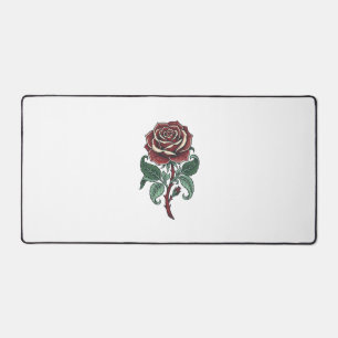 Vintage graviertes Rosenblumen-Shirtdesign_1 Schreibtischunterlage