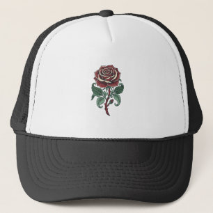 Vintage graviertes Rosenblumen-Shirtdesign_1 Truckerkappe