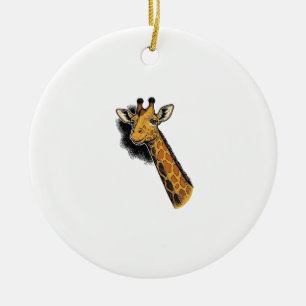 Vintage graviertes süßes Giraffen-Shirt-Design_1 Keramik Ornament