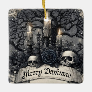 Vintage Gravur einer gotischen Weihnachtsszene Keramikornament