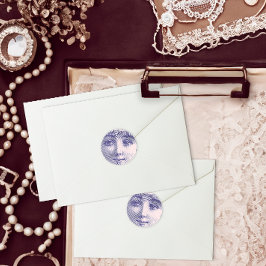 Vintage Gravur eines wunderschönen Frauengesichts Runder Aufkleber