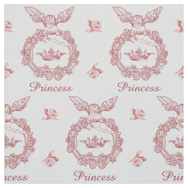 Vintage Gravur Princess Crown mit Engel Stoff (Muster)