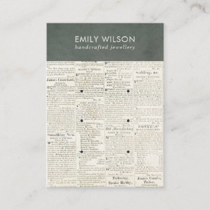 VINTAGE GRAY OLD NEWSPAPER 3 STUDIERENDE ANMELDUNG VISITENKARTE