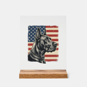 Vintage Great Dane patriotische Flagge Vektor Desi Acrylschild