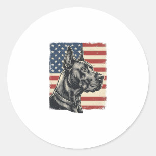 Vintage-Great-Dane-patriotische-Flagge-Vektor-Desi Runder Aufkleber