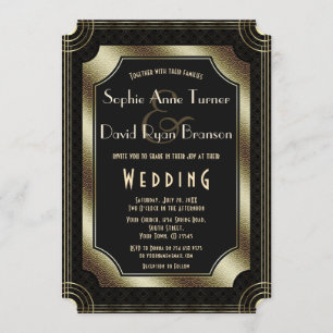 Vintage Great Gatsby Gold Art Deco 20er Hochzeit Einladung